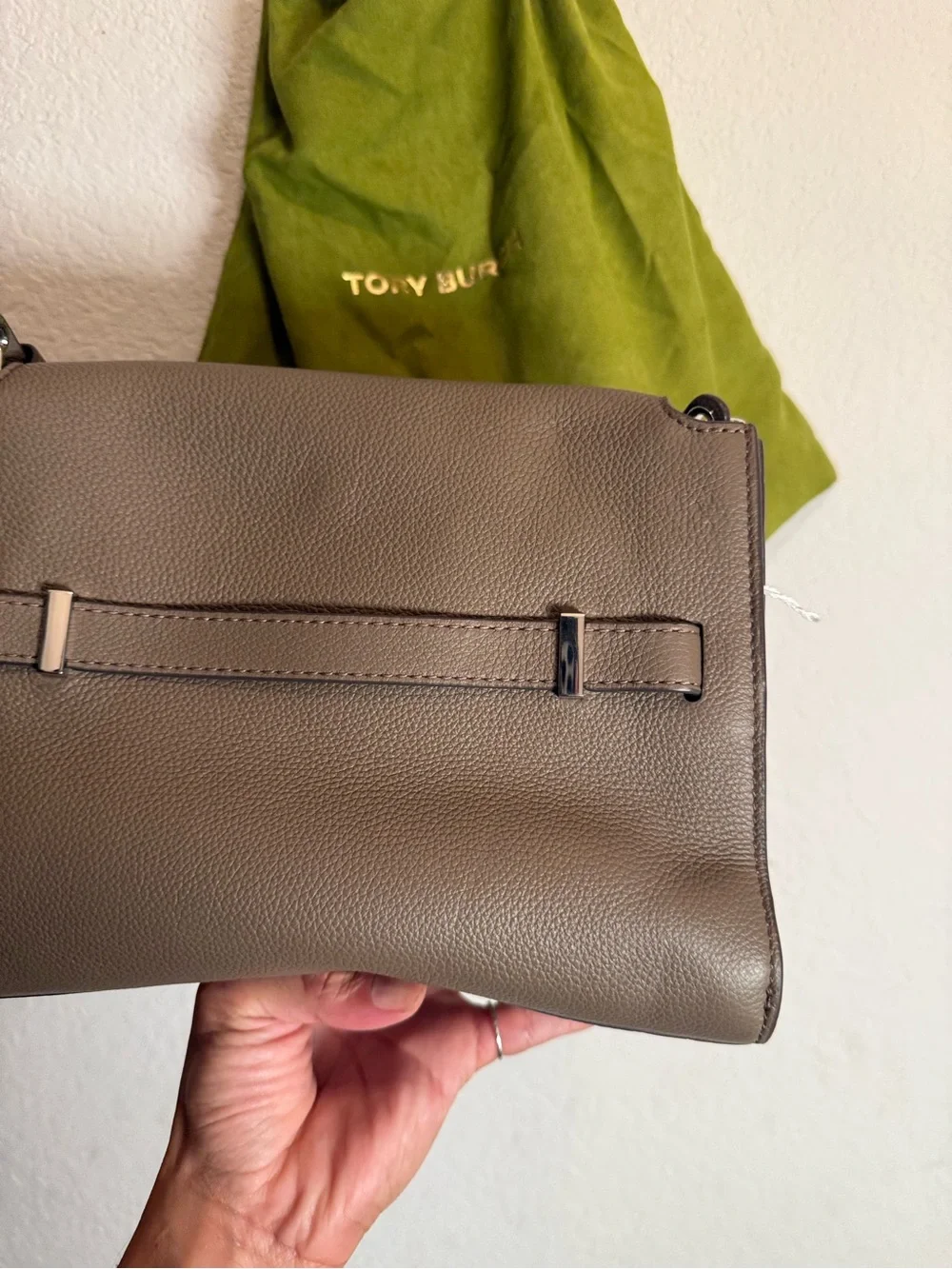 NEW Tory Burch TB Lee Radziwill Taupe Leather Crossbody Shoulder Bag purse